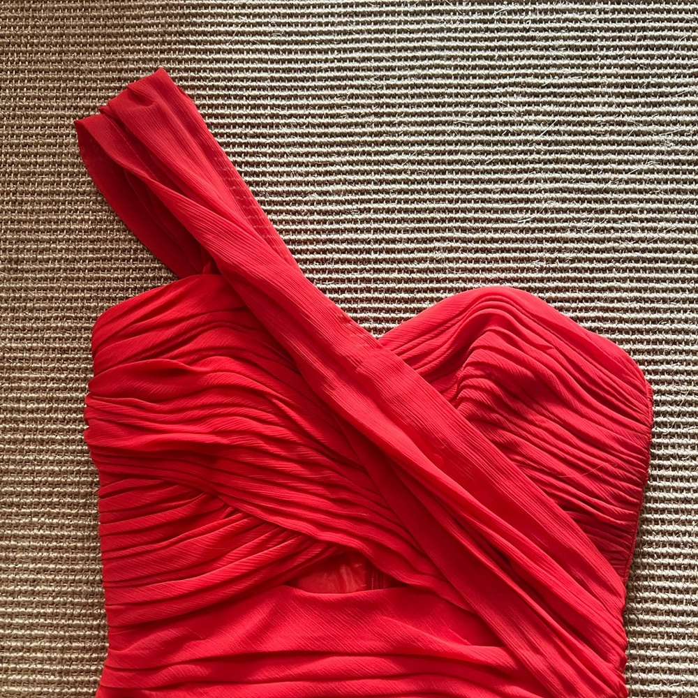 Jill Stuart Red One-Shoulder Ruched Cutout Dress - Picture 10 of 14